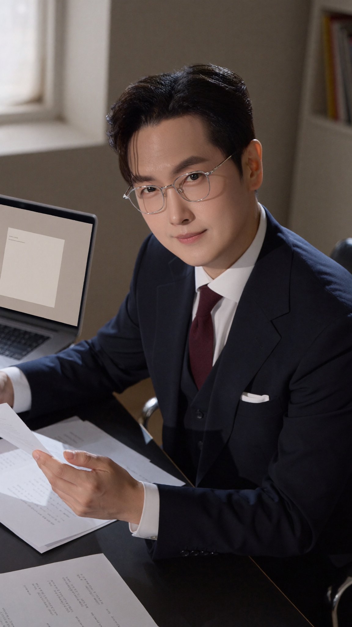 책상에서 자료를 검토하는 유수호